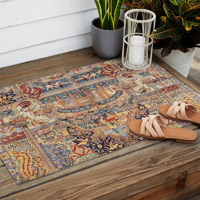 Golden City Antique Persian Kashmar Outdoor Rug Gallery Image 2
