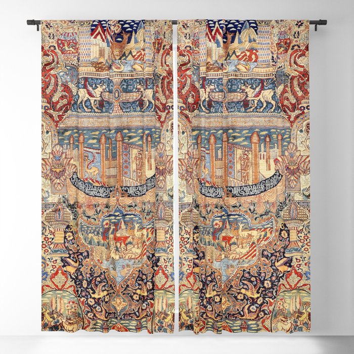 Golden City Antique Persian Kashmar Window Curtain Gallery Image 1