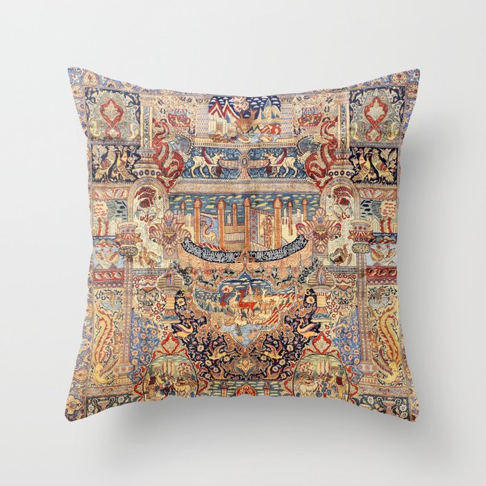 Golden City Antique Persian Kashmar Throw Pillow Gallery Image 1