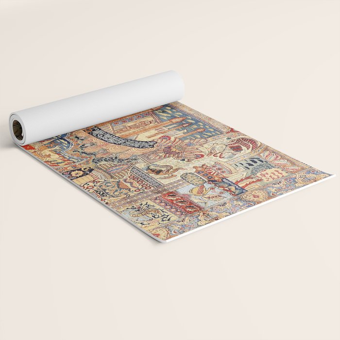 Golden City Antique Persian Kashmar Yoga Mat Gallery Image 2