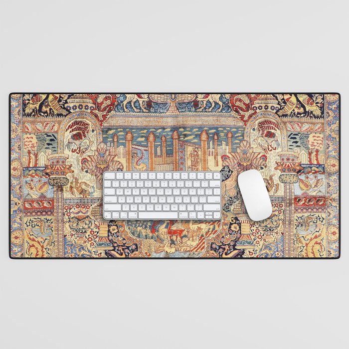 Golden City Antique Persian Kashmar Desk Mat Gallery Image 1