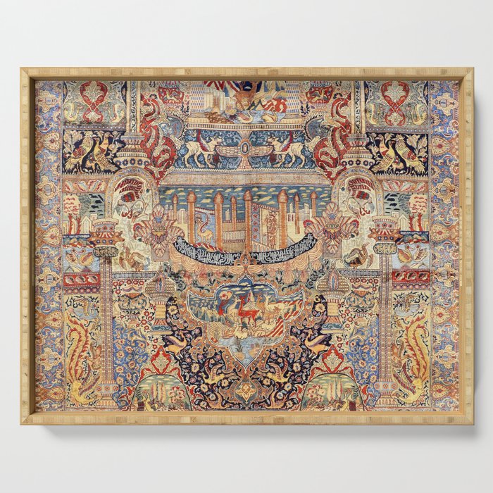 Golden City Antique Persian Kashmar Serving Tray Gallery Image 1