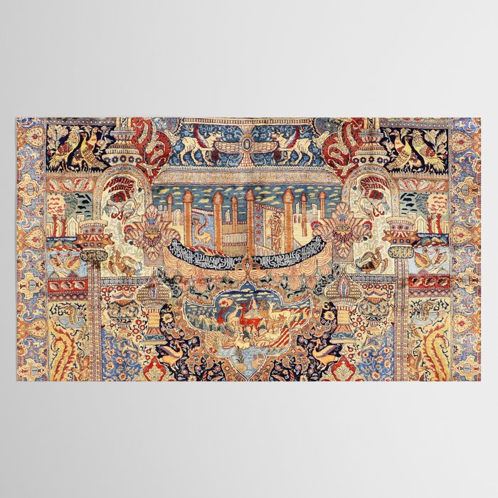 Golden City Antique Persian Kashmar Tablecloth Gallery Image 2