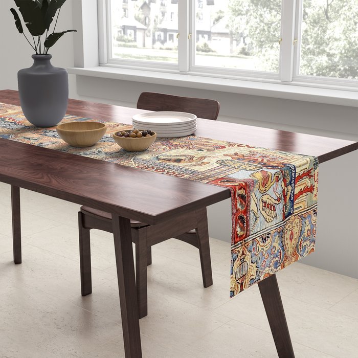Golden City Antique Persian Kashmar Table Runner Gallery Image 2