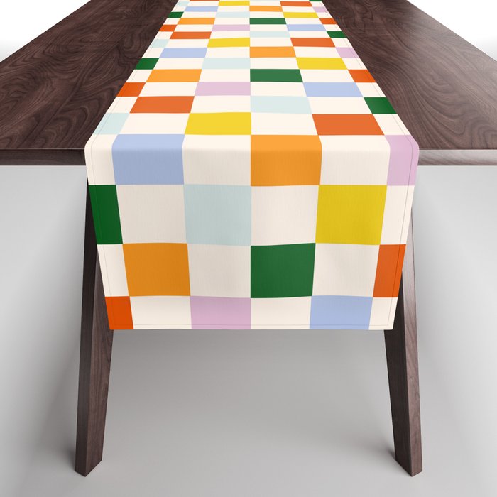 Retro Rainbow Checkerboard  Table Runner Gallery Image 1