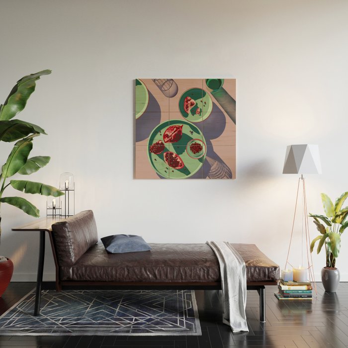 Autumn Pomegranates Still Life Wood Wall Art Gallery Image 2