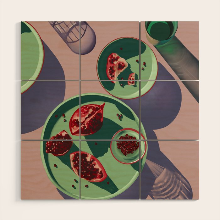 Autumn Pomegranates Still Life Wood Wall Art Gallery Image 1