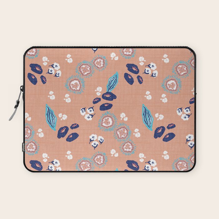 Romantic Abstract Flowers Blue and Muted Pink Laptop Sleeve Gallery Image 1