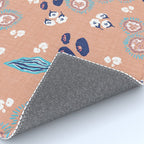 Romantic Abstract Flowers Blue and Muted Pink Rug Gallery Image 4