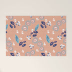 Romantic Abstract Flowers Blue and Muted Pink Welcome Mat Gallery Image 1