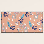 Romantic Abstract Flowers Blue and Muted Pink Desk Mat Gallery Image 3