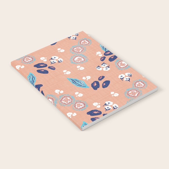 Romantic Abstract Flowers Blue and Muted Pink Notebook Gallery Image 2