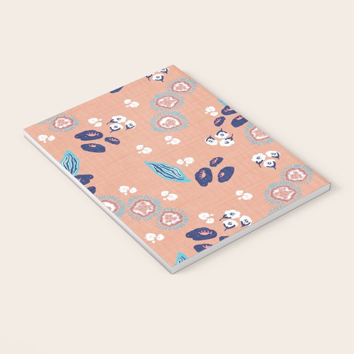 Romantic Abstract Flowers Blue and Muted Pink Notebook Gallery Image 3