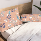 Romantic Abstract Flowers Blue and Muted Pink Pillow Sham Gallery Image 2