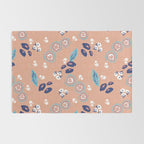 Romantic Abstract Flowers Blue and Muted Pink Rug Gallery Image 2