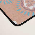 Romantic Abstract Flowers Blue and Muted Pink Desk Mat Gallery Image 4