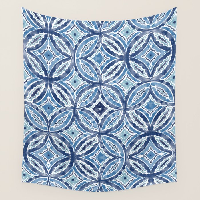Moroccan Vibes Indigo C Wall Tapestry Gallery Image 4