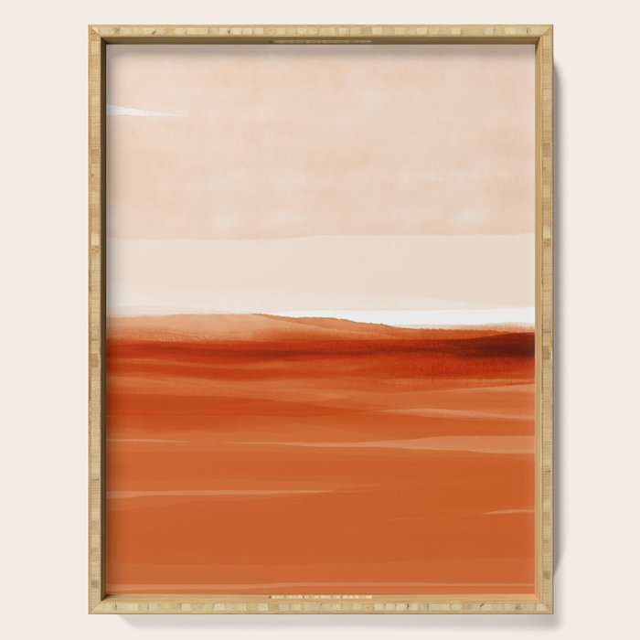 Watercolor Abstract 08 Burnt Orange Landscape Serving Tray Gallery Image 1