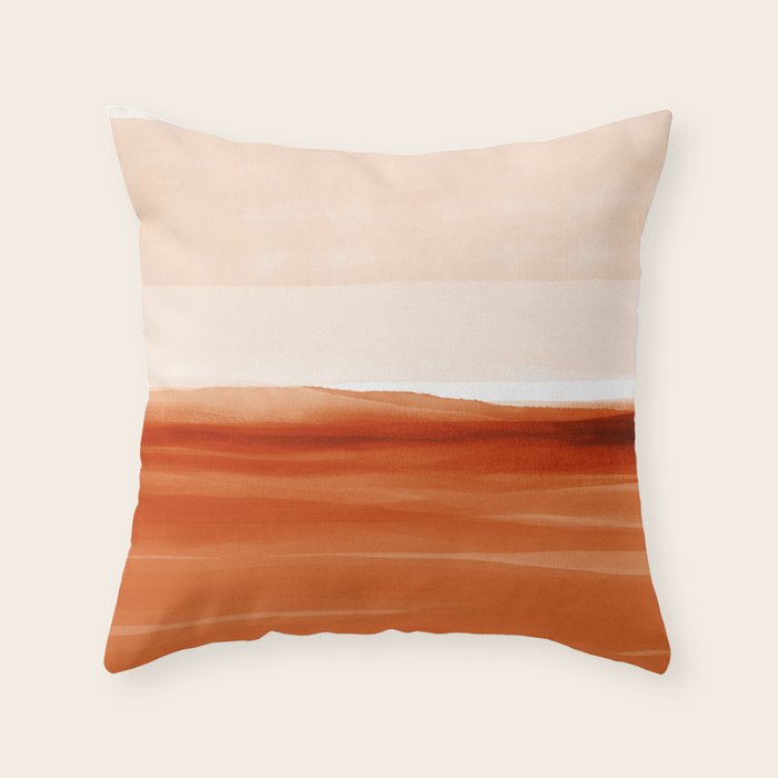 Watercolor Abstract 08 Burnt Orange Landscape Throw Pillow Gallery Image 6