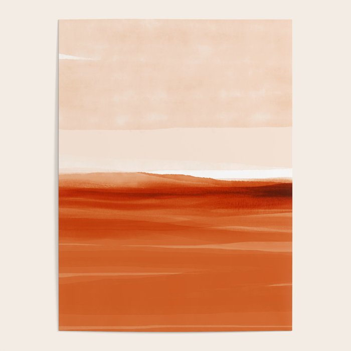Watercolor Abstract 08 Burnt Orange Landscape Poster Gallery Image 4