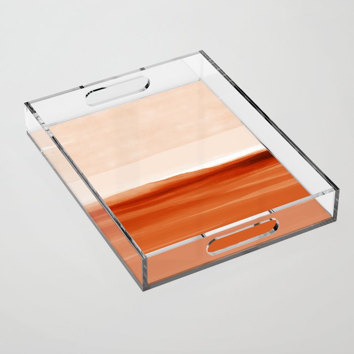 Watercolor Abstract 08 Burnt Orange Landscape Acrylic Tray Gallery Image 1