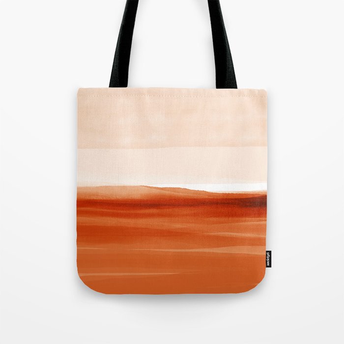 Watercolor Abstract 08 Burnt Orange Landscape Tote Bag Gallery Image 1