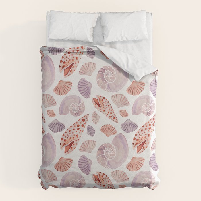Watercolor Seashells Duvet Cover Gallery Image 1