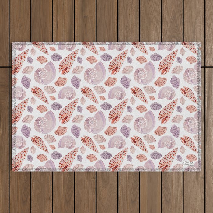 Watercolor Seashells Outdoor Rug Gallery Image 1