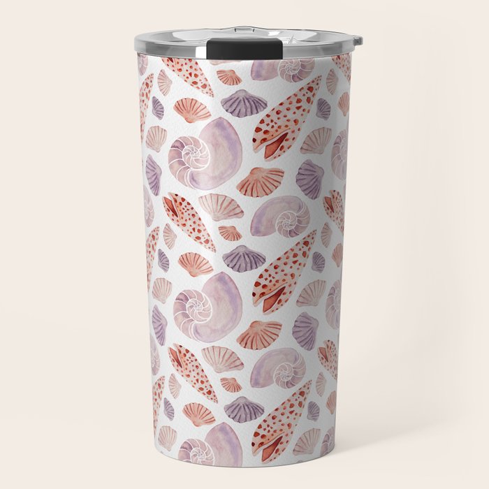 Watercolor Seashells Travel Mug Gallery Image 1