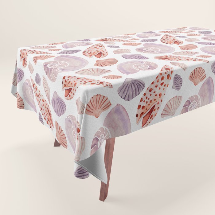 Watercolor Seashells Tablecloth Gallery Image 1