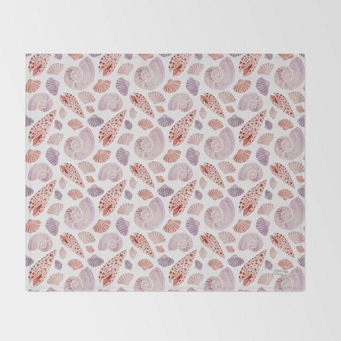 Watercolor Seashells Throw Blanket Gallery Image 2