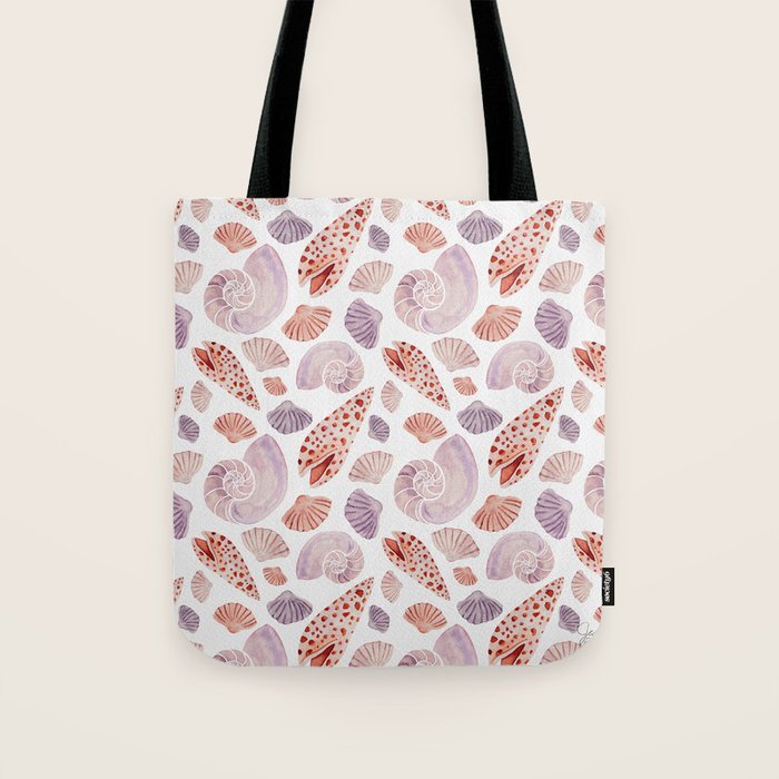 Watercolor Seashells Tote Bag Gallery Image 1