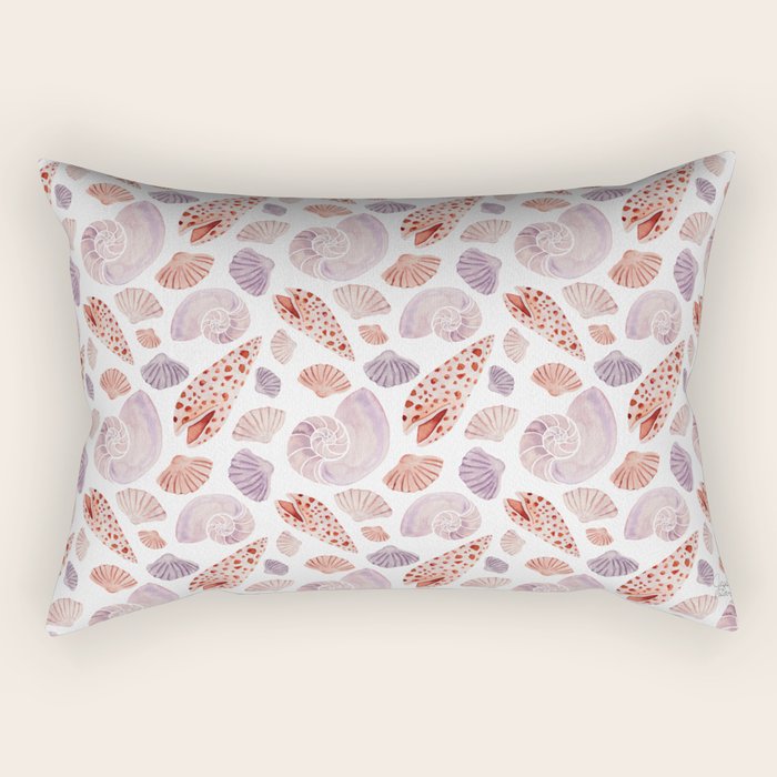 Watercolor Seashells Rectangular Pillow Gallery Image 2