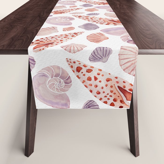 Watercolor Seashells Table Runner Gallery Image 1