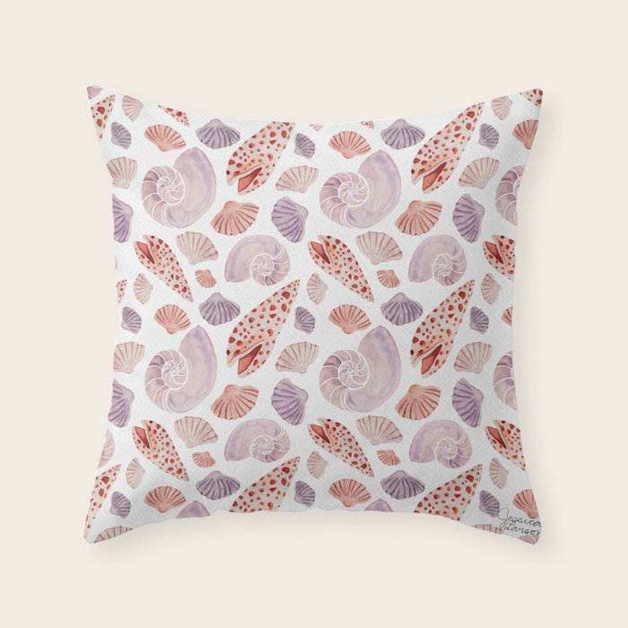 Watercolor Seashells Throw Pillow Gallery Image 6