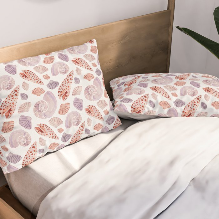 Watercolor Seashells Pillow Sham Gallery Image 2