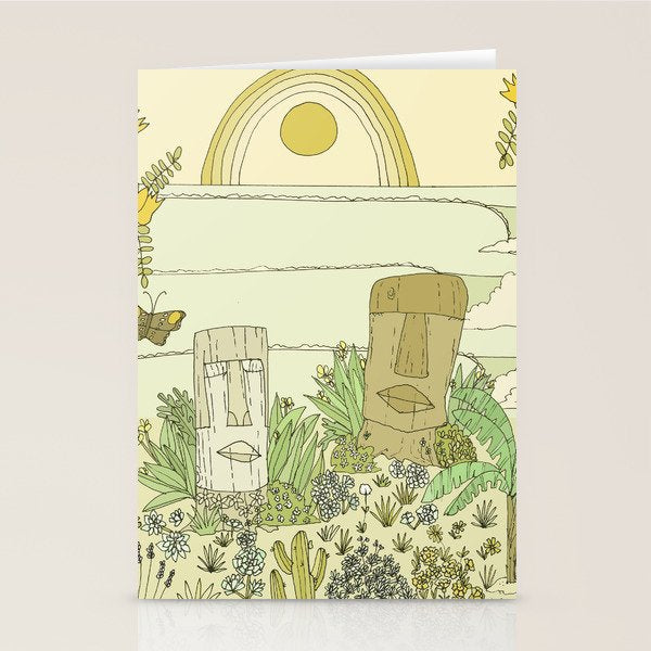 tiki gods send waves and peace swamis // retro surf art by surfy birdy Stationery Card Gallery Image 2