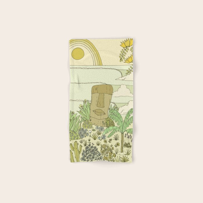 tiki gods send waves and peace swamis // retro surf art by surfy birdy Bath Towel Gallery Image 1