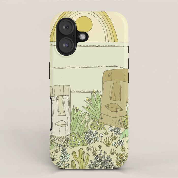 tiki gods send waves and peace swamis // retro surf art by surfy birdy iPhone Case Gallery Image 1
