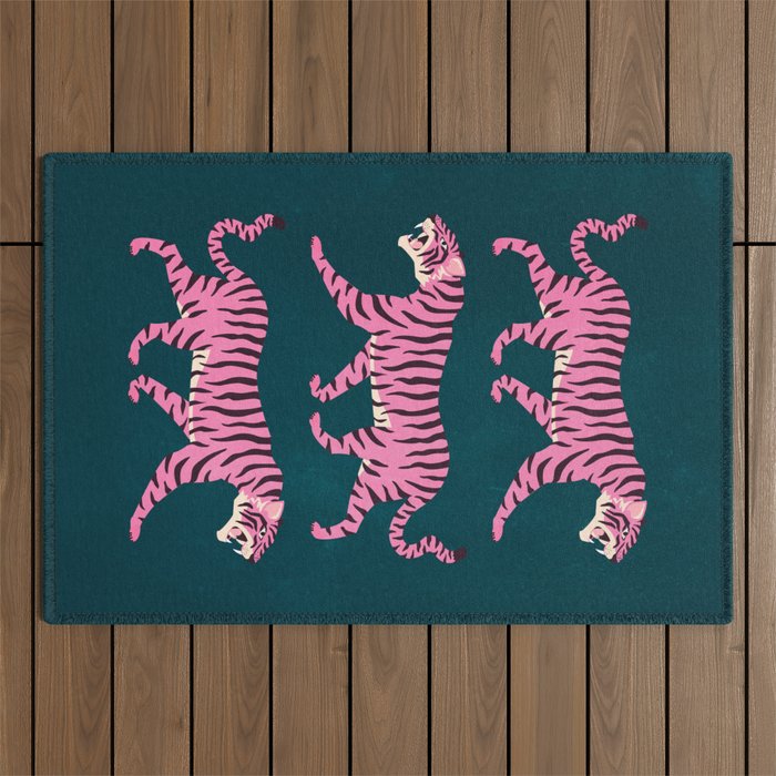 Fierce: Night Race Pink Tiger Edition Outdoor Rug Gallery Image 1