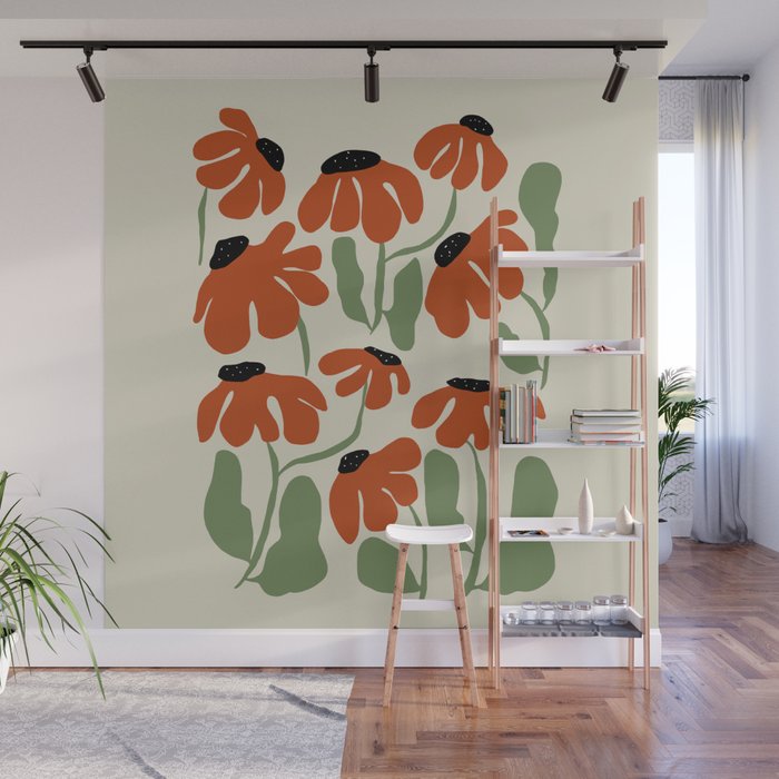 Cute smiley flowers  Wall Mural Gallery Image 1