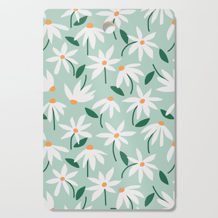 Drifting Daisies #2 - green tangerine Cutting Board Gallery Image 1