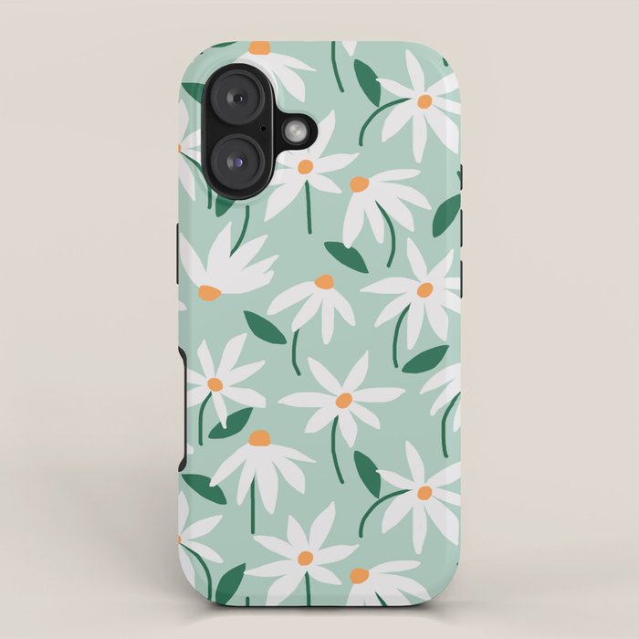 Drifting Daisies #2 - green tangerine iPhone Case Gallery Image 1