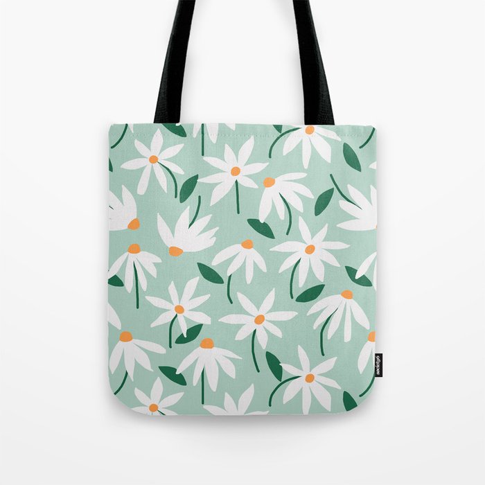 Drifting Daisies #2 - green tangerine Tote Bag Gallery Image 1