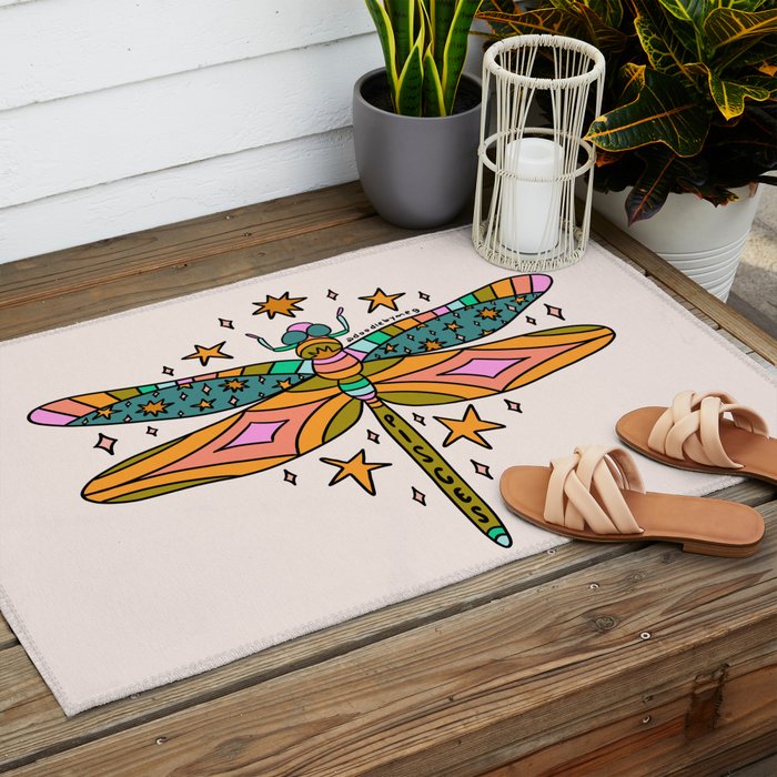 Pisces Dragonfly Outdoor Rug Gallery Image 2