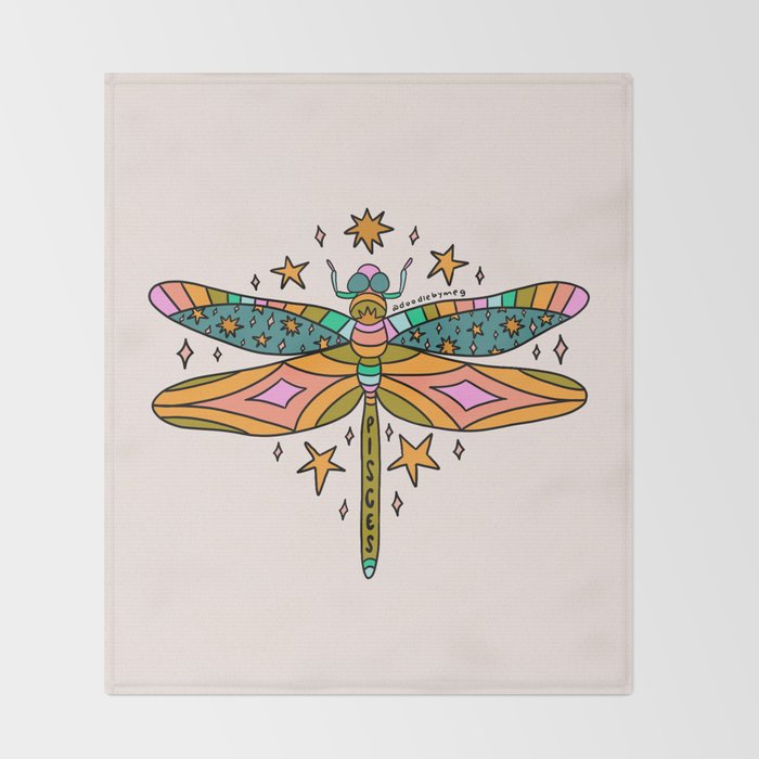 Pisces Dragonfly Throw Blanket Gallery Image 2