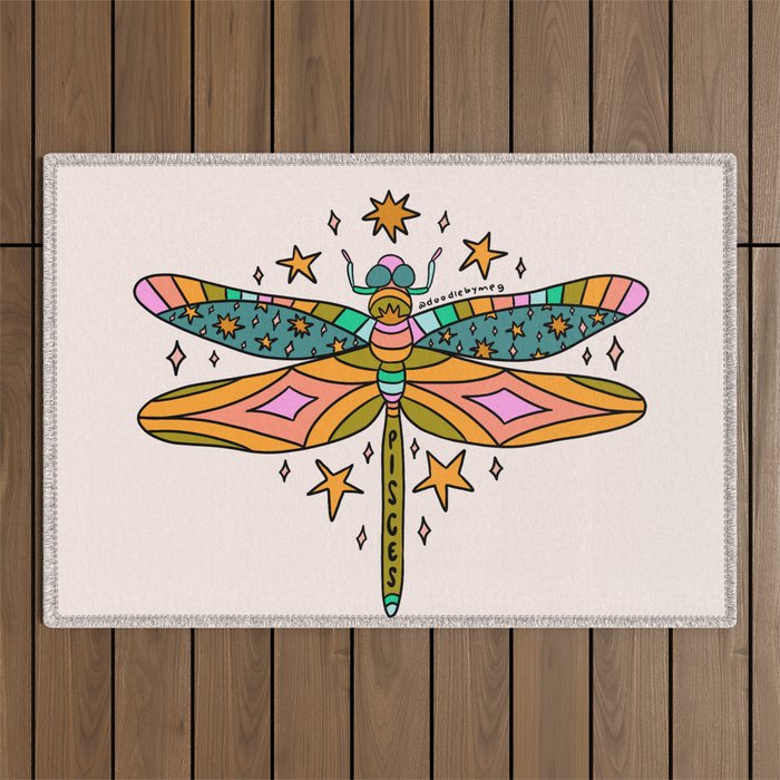 Pisces Dragonfly Outdoor Rug Gallery Image 1