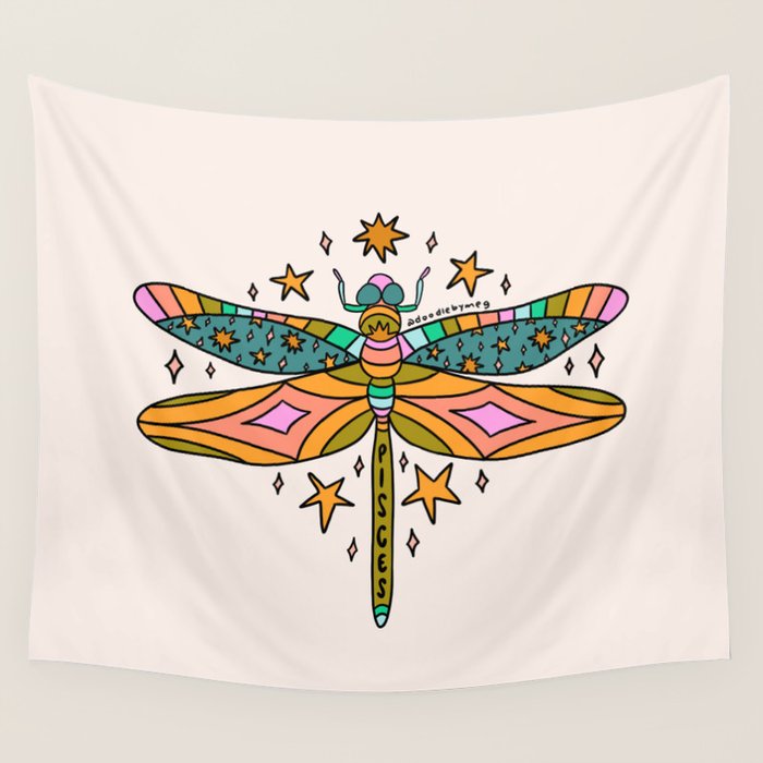 Pisces Dragonfly Wall Tapestry Gallery Image 1