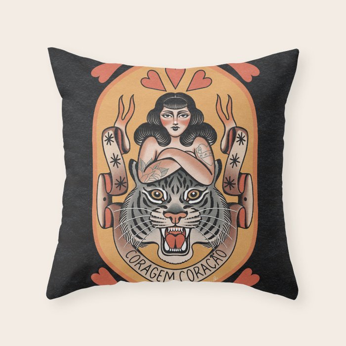 Coragem Coracao (Courage Heart) Throw Pillow Gallery Image 1