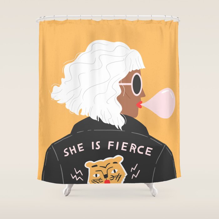 She Is Fierce Shower Curtain Gallery Image 1